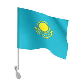 Флаг для автомобиля с принтом Казахстан , 100% полиэстер | Размер: 30*21 см | герб | казахстан | флаг