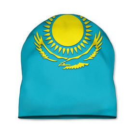 Шапка 3D с принтом Казахстан , 100% полиэстер | универсальный размер, печать по всей поверхности изделия | герб | казахстан | флаг