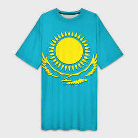 Платье-футболка 3D с принтом Казахстан ,  |  | герб | казахстан | флаг