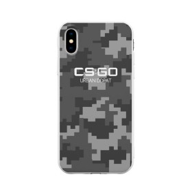 Чехол для Apple iPhone X силиконовый матовый с принтом cs:go - Urban DDPAT (Пиксельный камуфляж Город) , Силикон | Печать на задней стороне чехла, без боковой панели | cs | csgo | go | камуфляж | кс