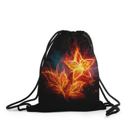 Рюкзак-мешок 3D с принтом Огненный цветок , 100% полиэстер | плотность ткани — 200 г/м2, размер — 35 х 45 см; лямки — толстые шнурки, застежка на шнуровке, без карманов и подкладки | Тематика изображения на принте: звезда | искры | огненный цветок | огонь | пламя | пожар