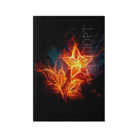 Обложка для паспорта матовая кожа с принтом Огненный цветок , натуральная матовая кожа | размер 19,3 х 13,7 см; прозрачные пластиковые крепления | звезда | искры | огненный цветок | огонь | пламя | пожар