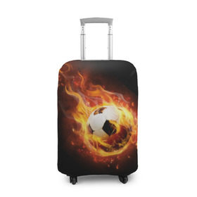 Чехол для чемодана 3D с принтом Страсть к футболу , 86% полиэфир, 14% спандекс | двустороннее нанесение принта, прорези для ручек и колес | игра | искры | мяч | огонь | пламя | спорт | страсть | фанат | футбол | футболист