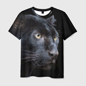 Мужская футболка 3D с принтом Пантера , 100% полиэфир | прямой крой, круглый вырез горловины, длина до линии бедер | дикая кошка | добыча | животные | ловкость | охота | пантера | сила | скорость | смекалка | хитрость | хищник