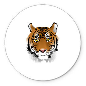 Коврик круглый с принтом Морда тигра , резина и полиэстер | круглая форма, изображение наносится на всю лицевую часть | зверь | кошка | полосы | тигр | хищник