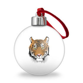 Ёлочный шар с принтом Морда тигра , Пластик | Диаметр: 77 мм | зверь | кошка | полосы | тигр | хищник