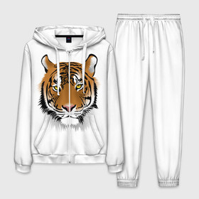 Мужской костюм 3D с принтом Морда тигра , 100% полиэстер | Манжеты и пояс оформлены тканевой резинкой, двухслойный капюшон со шнурком для регулировки, карманы спереди | зверь | кошка | полосы | тигр | хищник