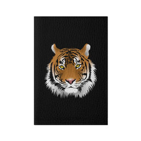 Обложка для паспорта матовая кожа с принтом Морда тигра , натуральная матовая кожа | размер 19,3 х 13,7 см; прозрачные пластиковые крепления | зверь | кошка | полосы | тигр | хищник