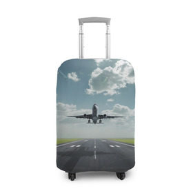 Чехол для чемодана 3D с принтом Самолет , 86% полиэфир, 14% спандекс | двустороннее нанесение принта, прорези для ручек и колес | Тематика изображения на принте: взлет | небо | природа