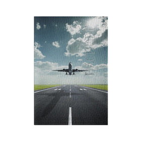 Обложка для паспорта матовая кожа с принтом Самолет , натуральная матовая кожа | размер 19,3 х 13,7 см; прозрачные пластиковые крепления | взлет | небо | природа