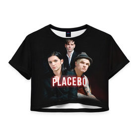 Женская футболка 3D укороченная с принтом Placebo группа , 100% полиэстер | круглая горловина, длина футболки до линии талии, рукава с отворотами | placebo | брайан молко | молко | плацебо | плейсибо | плэйсибо