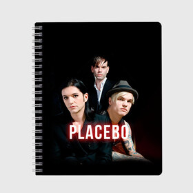 Тетрадь с принтом Placebo группа , 100% бумага | 48 листов, плотность листов — 60 г/м2, плотность картонной обложки — 250 г/м2. Листы скреплены сбоку удобной пружинной спиралью. Уголки страниц и обложки скругленные. Цвет линий — светло-серый
 | placebo | брайан молко | молко | плацебо | плейсибо | плэйсибо