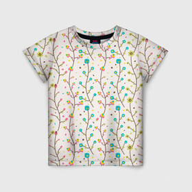 Детская футболка 3D с принтом Цветочные лианы , 100% гипоаллергенный полиэфир | прямой крой, круглый вырез горловины, длина до линии бедер, чуть спущенное плечо, ткань немного тянется | весна | лианы | цвета | цветы
