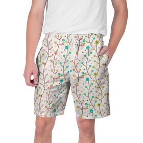 Мужские шорты 3D с принтом Цветочные лианы ,  полиэстер 100% | прямой крой, два кармана без застежек по бокам. Мягкая трикотажная резинка на поясе, внутри которой широкие завязки. Длина чуть выше колен | весна | лианы | цвета | цветы
