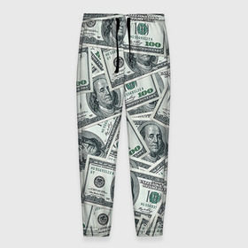 Мужские брюки 3D с принтом Банкноты , 100% полиэстер | манжеты по низу, эластичный пояс регулируется шнурком, по бокам два кармана без застежек, внутренняя часть кармана из мелкой сетки | dollars | swag | бабло | банкноты | деньги | доллары | кеш | сваг | свег | свэг
