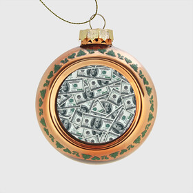 Стеклянный ёлочный шар с принтом Банкноты , Стекло | Диаметр: 80 мм | dollars | swag | бабло | банкноты | деньги | доллары | кеш | сваг | свег | свэг