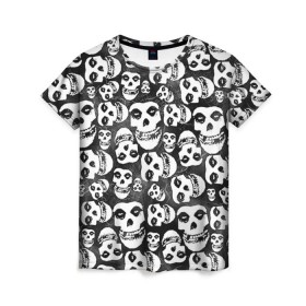 Женская футболка 3D с принтом Misfits , 100% полиэфир ( синтетическое хлопкоподобное полотно) | прямой крой, круглый вырез горловины, длина до линии бедер | misfits | skull | swag | группа | рок | сваг | свег | свэг | череп