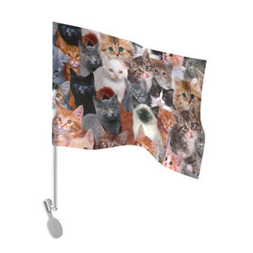 Флаг для автомобиля с принтом Котики , 100% полиэстер | Размер: 30*21 см | cat | cats | кот | котик | коты | котята