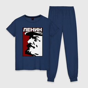 Женская пижама хлопок с принтом Ленин , 100% хлопок | брюки и футболка прямого кроя, без карманов, на брюках мягкая резинка на поясе и по низу штанин | lenin | ussr | вождь | коммунизм | кпрф | ссср
