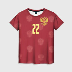 Женская футболка 3D с принтом Артем Дзюба (сборная России) , 100% полиэфир ( синтетическое хлопкоподобное полотно) | прямой крой, круглый вырез горловины, длина до линии бедер | 22 | dzyuba | зенит | россия | рф | сборная