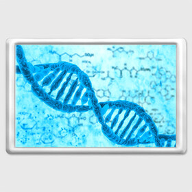 Магнит 45*70 с принтом ДНК , Пластик | Размер: 78*52 мм; Размер печати: 70*45 | абстракция | биология | днк | молекула | синяя.цепочка | формула