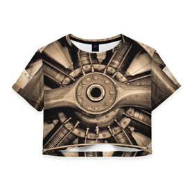 Женская футболка 3D укороченная с принтом Пропеллер , 100% полиэстер | круглая горловина, длина футболки до линии талии, рукава с отворотами | ввс | винт | двигатель | пропеллер | ретро | самолет