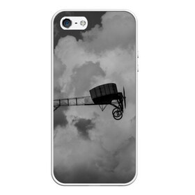 Чехол силиконовый для Телефон Apple iPhone 5/5S с принтом Самолет , Силикон | Область печати: задняя сторона чехла, без боковых панелей | высота | история | ретро | самолет | черная белая