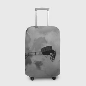 Чехол для чемодана 3D с принтом Самолет , 86% полиэфир, 14% спандекс | двустороннее нанесение принта, прорези для ручек и колес | высота | история | ретро | самолет | черная белая