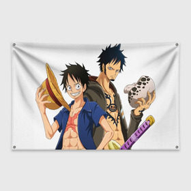 Флаг-баннер с принтом Two , 100% полиэстер | размер 67 х 109 см, плотность ткани — 95 г/м2; по краям флага есть четыре люверса для крепления | anime | ван пис | луффи | манки