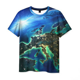 Мужская футболка 3D с принтом Вид Земли из космоса , 100% полиэфир | прямой крой, круглый вырез горловины, длина до линии бедер | земля | орбита