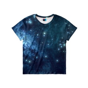 Детская футболка 3D с принтом Слияние галактик , 100% гипоаллергенный полиэфир | прямой крой, круглый вырез горловины, длина до линии бедер, чуть спущенное плечо, ткань немного тянется | Тематика изображения на принте: вселенная | галактика | звёзды | комета | космос | метеориты | метеоры | созвездия