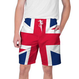 Мужские шорты 3D с принтом Великобритания ,  полиэстер 100% | прямой крой, два кармана без застежек по бокам. Мягкая трикотажная резинка на поясе, внутри которой широкие завязки. Длина чуть выше колен | англия | британия