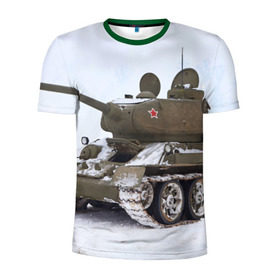 Мужская футболка 3D спортивная с принтом Танк т34-85 , 100% полиэстер с улучшенными характеристиками | приталенный силуэт, круглая горловина, широкие плечи, сужается к линии бедра | 34 85 | армия | танк