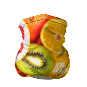 Бандана-труба 3D с принтом Фрукты , 100% полиэстер, ткань с особыми свойствами — Activecool | плотность 150‒180 г/м2; хорошо тянется, но сохраняет форму | апельсин | киви | новая | фрукты | цитрус