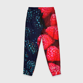 Детские брюки 3D с принтом Ягоды , 100% полиэстер | манжеты по низу, эластичный пояс регулируется шнурком, по бокам два кармана без застежек, внутренняя часть кармана из мелкой сетки | клубника | красный | лето | природа | ягода