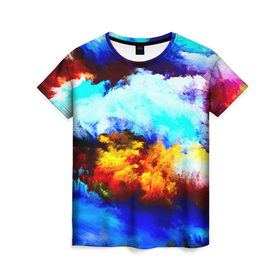 Женская футболка 3D с принтом Grunge , 100% полиэфир ( синтетическое хлопкоподобное полотно) | прямой крой, круглый вырез горловины, длина до линии бедер | абстракция | абстракция красок | арт | брызги | краска | цветные | штрихи