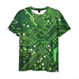 Мужская футболка 3D с принтом Микросхема , 100% полиэфир | прямой крой, круглый вырез горловины, длина до линии бедер | it | компьютер | материнка | микросхема | пк | процессор