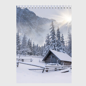 Скетчбук с принтом Зима , 100% бумага
 | 48 листов, плотность листов — 100 г/м2, плотность картонной обложки — 250 г/м2. Листы скреплены сверху удобной пружинной спиралью | вьюга | горы | зима | лес | метель | мороз | пейзаж | природа | пурга | снег | снегопад | сосулька | стужа | сугроб | холод