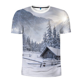 Мужская футболка 3D спортивная с принтом Зима , 100% полиэстер с улучшенными характеристиками | приталенный силуэт, круглая горловина, широкие плечи, сужается к линии бедра | вьюга | горы | зима | лес | метель | мороз | пейзаж | природа | пурга | снег | снегопад | сосулька | стужа | сугроб | холод