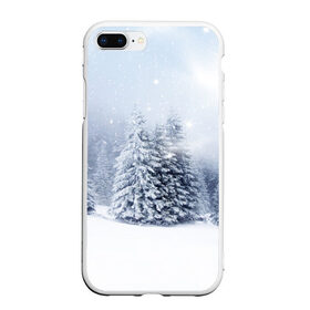 Чехол для iPhone 7Plus/8 Plus матовый с принтом Зимняя пора , Силикон | Область печати: задняя сторона чехла, без боковых панелей | Тематика изображения на принте: вьюга | горы | зима | лес | метель | мороз | пейзаж | пурга | снег | снегопад | сосулька | стужа | сугроб | холод