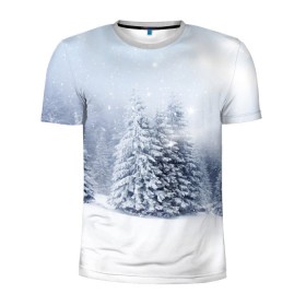 Мужская футболка 3D спортивная с принтом Зимняя пора , 100% полиэстер с улучшенными характеристиками | приталенный силуэт, круглая горловина, широкие плечи, сужается к линии бедра | Тематика изображения на принте: вьюга | горы | зима | лес | метель | мороз | пейзаж | пурга | снег | снегопад | сосулька | стужа | сугроб | холод