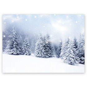 Поздравительная открытка с принтом Зимняя пора , 100% бумага | плотность бумаги 280 г/м2, матовая, на обратной стороне линовка и место для марки
 | Тематика изображения на принте: вьюга | горы | зима | лес | метель | мороз | пейзаж | пурга | снег | снегопад | сосулька | стужа | сугроб | холод