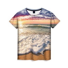 Женская футболка 3D с принтом Красочный закат , 100% полиэфир ( синтетическое хлопкоподобное полотно) | прямой крой, круглый вырез горловины, длина до линии бедер | Тематика изображения на принте: sunrise | sunset | touchdown | волны | восход солнца | закат | красота | лето | море | небо | облака | океан | отдых | отпуск | пена | песок | прилив | природа | путешествие | рассвет | солнце | туризм