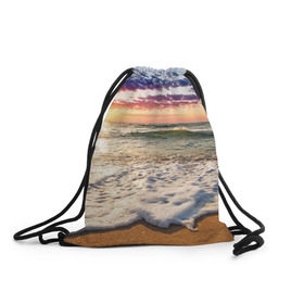 Рюкзак-мешок 3D с принтом Красочный закат , 100% полиэстер | плотность ткани — 200 г/м2, размер — 35 х 45 см; лямки — толстые шнурки, застежка на шнуровке, без карманов и подкладки | Тематика изображения на принте: sunrise | sunset | touchdown | волны | восход солнца | закат | красота | лето | море | небо | облака | океан | отдых | отпуск | пена | песок | прилив | природа | путешествие | рассвет | солнце | туризм