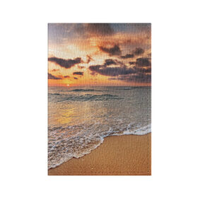 Обложка для паспорта матовая кожа с принтом Огненный закат , натуральная матовая кожа | размер 19,3 х 13,7 см; прозрачные пластиковые крепления | закат | море | небо | океан | рассвет