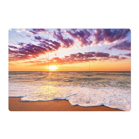 Магнитный плакат 3Х2 с принтом Sunset , Полимерный материал с магнитным слоем | 6 деталей размером 9*9 см | волны | закат | море | небо | океан | рассвет | солнце