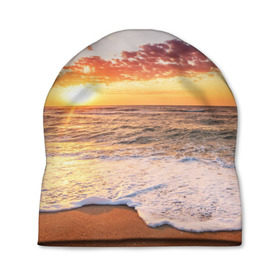 Шапка 3D с принтом Sunset , 100% полиэстер | универсальный размер, печать по всей поверхности изделия | волны | закат | море | небо | океан | рассвет | солнце
