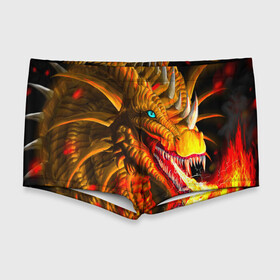 Мужские купальные плавки 3D с принтом Дракон , Полиэстер 85%, Спандекс 15% |  | арт | дракон | огонь