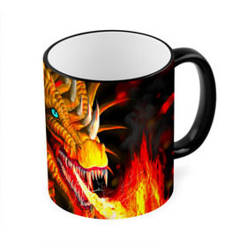 Кружка 3D с принтом Дракон , керамика | ёмкость 330 мл | Тематика изображения на принте: арт | дракон | огонь