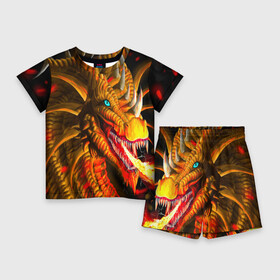 Детский костюм с шортами 3D с принтом Дракон ,  |  | арт | дракон | огонь